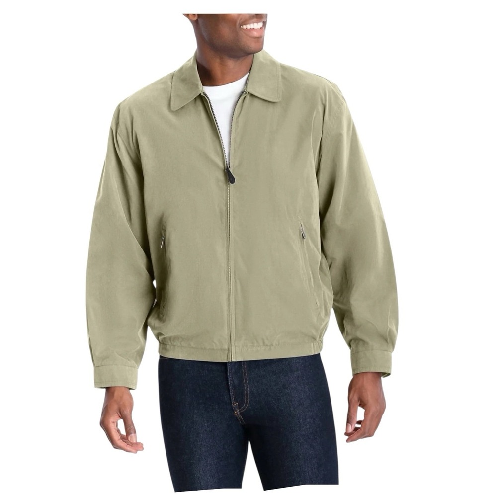 London Fog - Auburn Golf Jacket (XXL,‎ Cement) - Zip Front Lightweight Cotton